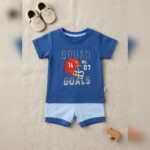 Unisex Blue Graphic T-Shirt & Shorts Set