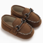 Brown Spring and Autumn Infant Velvet Bean Shoes Soft Bottom Fashionable and Versatile Indoor Baby Shoes