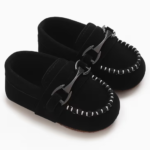 Black Spring and Autumn Infant Velvet Bean Shoes Soft Bottom Fashionable and Versatile Indoor Baby Shoes