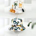 Unisex White Animal & Vehicle Print Bucket Hat