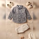 Unisex Grey Abstract Collared Shirt