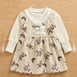 Girls Beige Floral Casual Dress