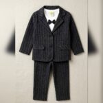 Boys Dark Grey Herringbone Formal Suit
