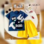 Unisex Blue Dinosaur T-Shirt & Shorts Set