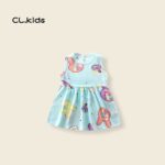 Girls Light Blue Cartoon Animal Dress