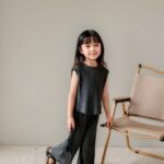 Girls Dark Grey Ribbed Two-Piece Outfit