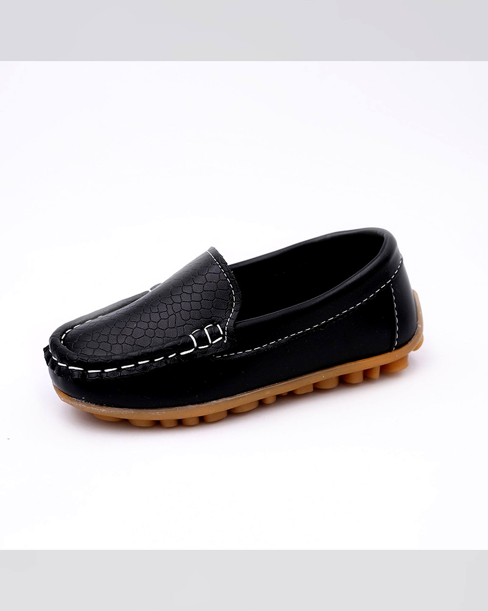 black-slip-on-baby-loafers-with-anti-slip-sole-9632.jpg Unisex Black Textured Loafers - Image 1