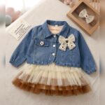 Girls Blue Denim Jacket Tulle Dress