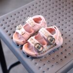 Unisex Pink Woven Buckle Sandals