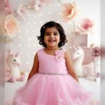 Girls Pink Flower Embellished Party Dress