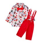 Boys Red Christmas Shirt and Pants Set