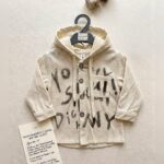 Unisex Beige Graffiti Hooded Jacket