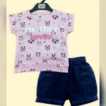 Unisex Pink Animal Print T-Shirt & Shorts Set