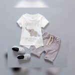 Unisex White Elephant Graphic T-Shirt & Shorts Set