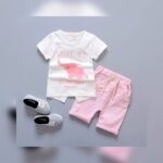 Unisex White Elephant Graphic T-Shirt & Shorts Set