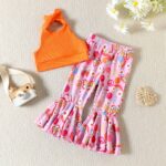 Girls Orange Halter Outfit Set