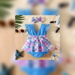 Girls Blue Scales Romper with Headband