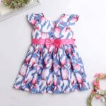 Girls Blue Floral Party Dress
