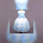 Girls Blue Floral Party Dress