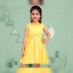 Girls Yellow Bow Embroidered Party Dress