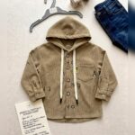 Unisex Beige Alphabet Print Hooded Shirt