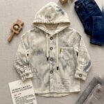 Unisex Cream Text Print Hooded Shirt