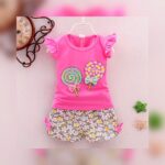 Girls Pink Lollipop Graphic Shorts Set