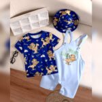 Unisex Blue Animal Print T-Shirt & Shorts Set