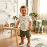 Boys White Nature Print Shirt & Shorts Set