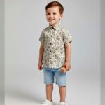 Boys White Floral Button-Up Shirt