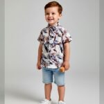 Boys Multicolour Abstract Collared Shirt