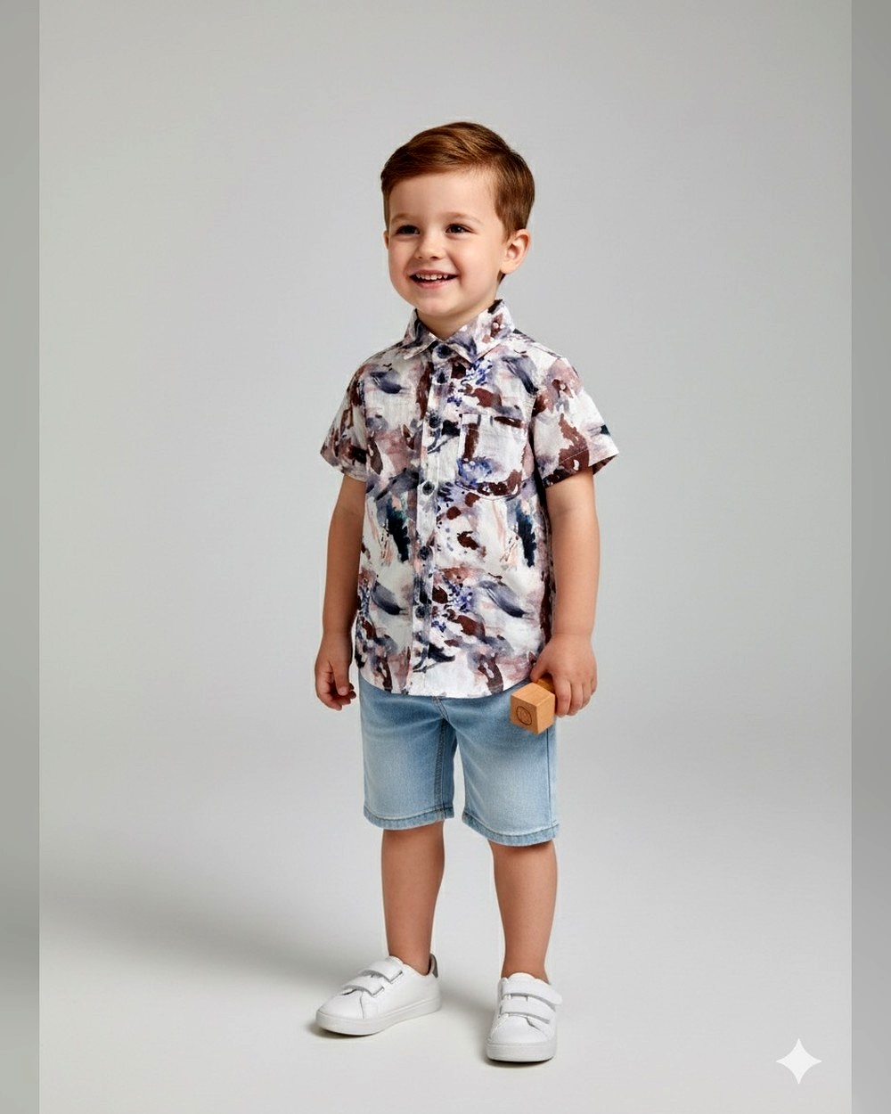 nature-brushstroke-shirt-brown-9204.jpg Boys Multicolour Abstract Collared Shirt - Image 1