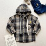 Unisex Gray Plaid Hooded Shirt