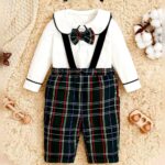 Unisex White Plaid Formal Outfit Set