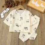 Unisex White Panda Print Pajama Set
