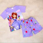 Girls Purple Character Print Pajama Set