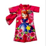 Girls Pink Character Print One-Piece Swimsuit