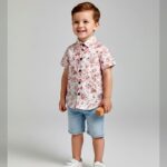 Boys White Floral Print Shirt