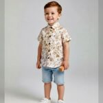 Boys White Floral Casual Shirt