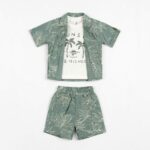 Boys Green Tropical Print T-Shirt & Shorts Set