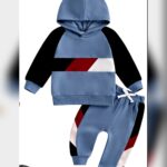 Unisex Blue Colour Block Hooded Tracksuit