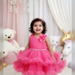 Girls Pink Ruffled Floral Party Dress