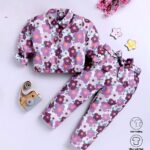 Girls Purple Floral Shirt & Pants Set