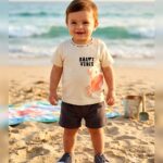 Unisex Beige Crab Graphic T-Shirt & Shorts Set
