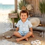 Boys Light Blue Palm Tree Shirt & Shorts Set