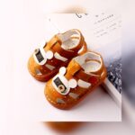Unisex Brown Mouse Ear Embellished Shoes