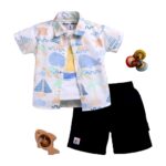 Unisex White Nautical Shirt & Shorts Set