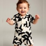 Unisex White Abstract Print Shirt & Shorts Set