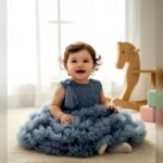 Girls Blue Bow Formal Dress