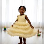 Girls Yellow Ruffle Party Dress
